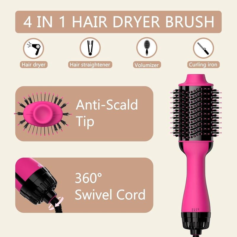 Umeely Hair Dryer Brush Blow Dryer in One, Upgraded 4 in 1 Hair Dryer and Styler Volumizer with Negative Ion Anti-frizz Ceramic Titanium Barrel Hot Air Hair Straightener Brush - Image 4